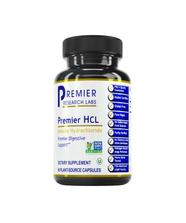 Premier Research Labs HCL - Betaine Hydrochloride Acid Supplement - Supports Digestion - Vegan  Gluten-Free  Kosher - 90 Plant-Source Capsules