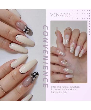 Venares Acrylic Fake Nail tips Set 500 Pieces Ballerina Tips for Gel Nails 10 Sizes Natural Full Cover False Tips Nails with Nail Glue Nails File Nail Buffer Block Nail Brush Nail Clippers and Box White - Buy Online on GoSupps.com