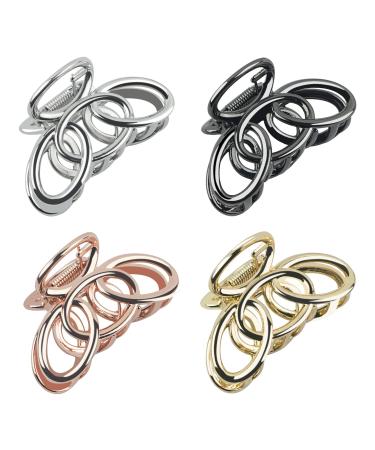 Small Hair Clips Metal Hair Claw Clips for Women Girls, 2 Inch Medium Claw Clips for Thin/Medium Thick Hair, Non Slip Hair Jaw Clips Strong Hair Clamps for Fine Hair (Black, Silver, Gold, Rose Gold)