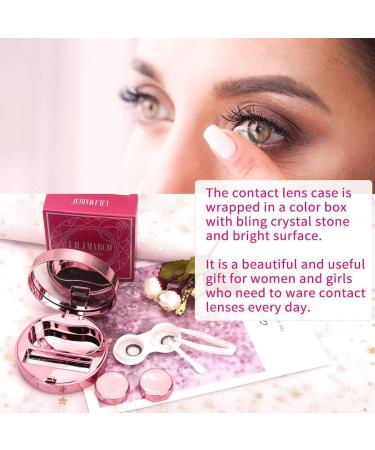 Ofone Bling Stars Colored Contact Lens Case - Cute Travel Set with Tweezers & Mirror for Women & Girls (Pink) - Buy Online on GoSupps.com