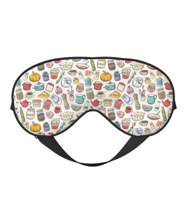 Cooking Utensils Print Sleep Masks Comfortable & Super Soft Eye Mask with Adjustable Strapsoft Filling Lightweight for Home Or Travel Use