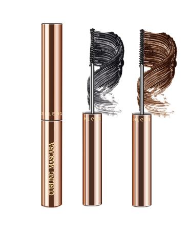 LYSdefeu Slim Brush Mascara for Adult Elderly Women Set of 60 2 Pieces Black Brown Volume and Length Waterproof and Sweatproof Elongated Hypoallergenic for Sensitive Eyes Black+brown