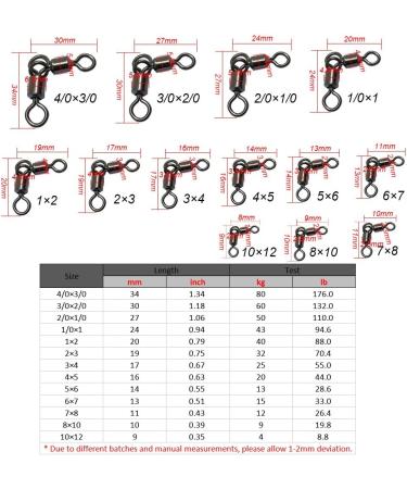 50PCS Heavy Duty Crane Swivels Fishing 3-Way T Turn Swivel for Double Drop Rigs in Fresh & Saltwater - 7LB-176LB Rating - 2/0x1/0# - 110LB - Buy Online on GoSupps.com