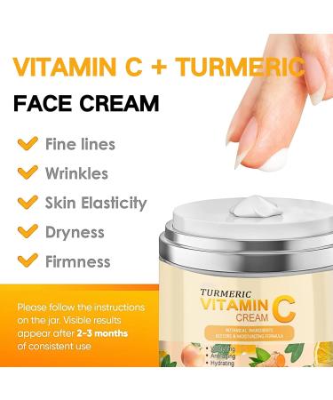 Turmeric Vitamin C Face Cream Turmeric Face Cream Vitamin C Face Moisturiser Brightening Face Cream For Moisturiser to Nourish Skin Smooth Lines & Boost Glow Day And Night For All Skin Types - Buy Online on GoSupps.com
