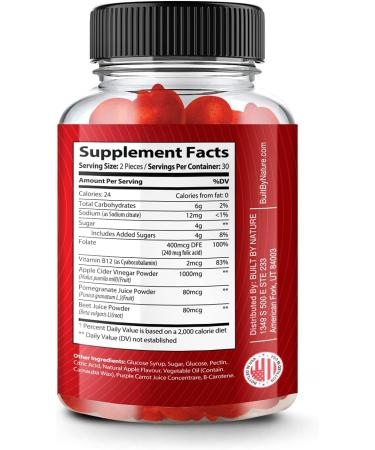 Apple Cider Vinegar Gummies 1000mg - Immune Health & Weight Management - Vegan, Non-GMO, Gluten-Free - 60 Gummies - Buy Online on GoSupps.com