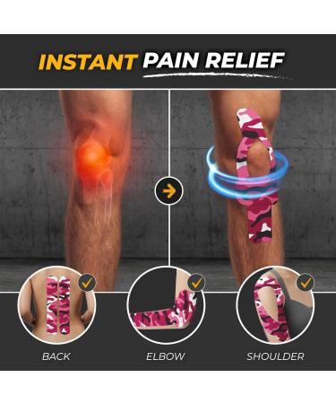 Athletic Kinesiology Tape for Injury & Pain Relief | Muscle & Joint Support - Pink Camo (5m x 5cm) | International Shipping Available - Buy Online on GoSupps.com