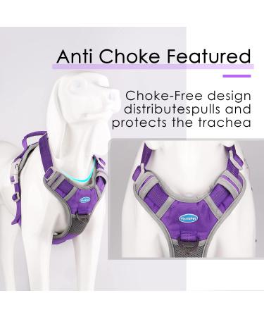 Thinkpet Anti Zug Dog Harness - Adjustable Reflective Breathable XL (Purple) | Easy Control with Handle No Choking Design - 1 Pack - Buy Online on GoSupps.com