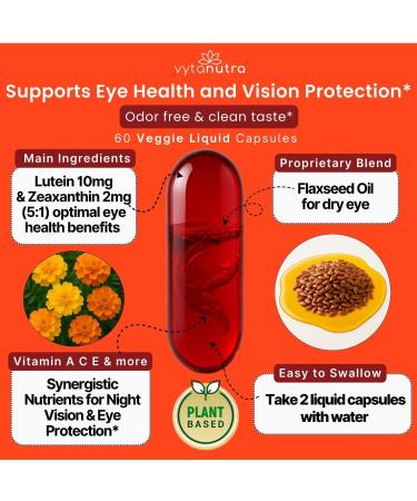 Vytanutra Liquid Lutein & Zeaxanthin Fast-Absorbing Eye Support for Blue Light & Visual Health with Zinc Vitamin A & Antioxidants 60 Veggie Liquid Capsules - Buy Online on GoSupps.com