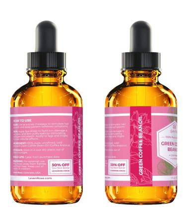Leven Rose Green Coffee Bean Oil 1oz - 100% Natural Cold Pressed for Skin, Face, Eyes, Hair & Nails - Buy Online on GoSupps.com