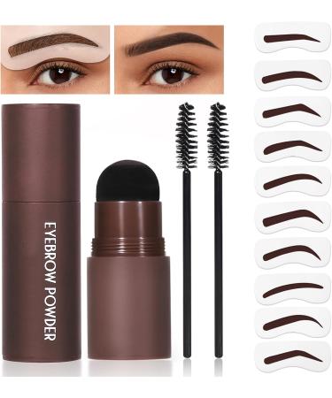 LXZJJM Eye-Brow Stamp Stencil Kit Eyebrow Stamp Stencil Kit Hairline Powder With 10Pcs Reusable Thin & Thick Eyebrow Stencils for Perfect Brows 1.8g(0.06 OZ.) (03 DARK BROWN) - Buy Online on GoSupps.com