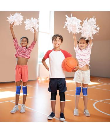 Kids Knee Brace Support - 2 Pairs Patella Compression Sleeves for Boys & Girls | Volleyball, Basketball, Gymnastics | Blue & Black - Buy Online on GoSupps.com