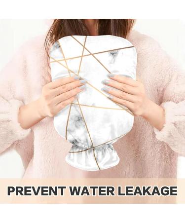Hot Water Bottle 2L with Elegant White Marble & Gold Line Cover - Perfect for Pain Relief & Winter Hand Feet Warmer | International Shipping - Buy Online on GoSupps.com