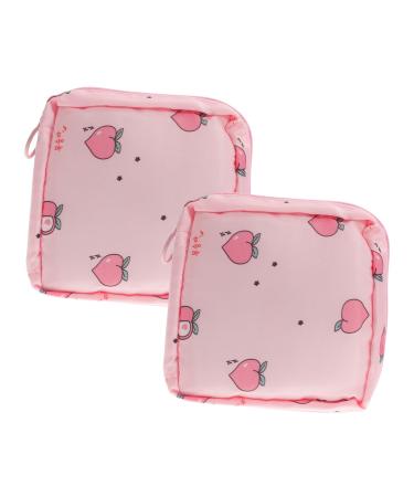 Healeved container 2 piece of napkin storage bag cosmetic bag for wallet handbag storage organizer Small organizer bag travel culture bags periodic pockets pink 12x12cm