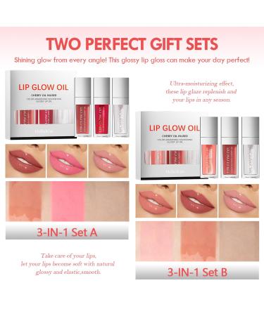 Buy Hydrating Lip Glow Oil - Plumping Tinted Lip Gloss | Long Lasting Moisturizing Lip Care (Set B) - 3 Colors Available | Ideal for International Shipping - Buy Online on GoSupps.com