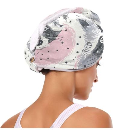 Raccoon Diagram Hair Towel 2 Pack | Super Absorbent Quick Dry Hair Turbans & Head Wraps for Women & Girls - Buy Online on GoSupps.com