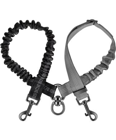 Slowton 2-Dog Adjustable Double Leash - 360 Rotatable Reflective No-Splinter Design in Black & Gray | Ideal for Small & Medium Dogs - Buy Online on GoSupps.com