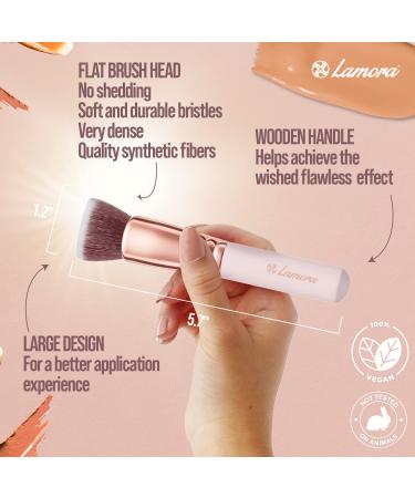 Flat Top Kabuki Foundation Brush | Premium Makeup Face Brush for Liquid, Cream, Powder | Blending, Buffing, Stippling | Pro Quality Synthetic Dense Bristles - Rose - Buy Online on GoSupps.com