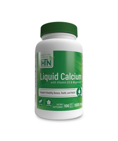 Liquid Calcium 1000mg Magnesium 400mg Vitamin D3 1 000iu and Boron | Bone Restore & Strength with 6 Calcium Complex | 3rd Party Tested | Non-GMO Gluten Free | by Health Thru Nutrition (Pack of 100)