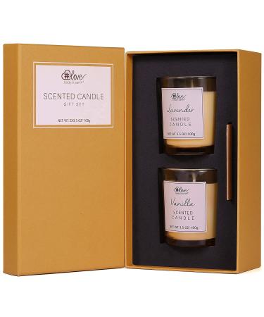 Scented Candles Gift Set - Natural Soy Wax Aromatherapy Set, 2x3.5Oz Natural Essential Oil Long Lasting Candles, Aromatherapy Set for Women Gifts Mother's Day