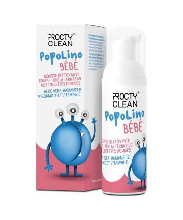 PopoLino Baby Mousse nettoyante douce au lieu de lingettes humides. Rend les fesses et l'environnement heureux avec aloe vera hamamelis begamotte et vitamine E