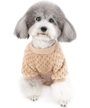 Zweitea Fleece Dog Sweater for Small Dogs | Warm Soft Winter Jacket for Chihuahua & Cats | Brown | Pet Clothing (1 Pack) - Buy Online on GoSupps.com