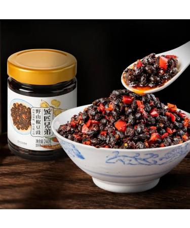 Hunan color pepper sauce garlic chopped pepper sauce mixed noodles seasoning instant vegetable pickles Chinese specialty snacks gifts spicy snack food (black bean sauce240g 1can) black bean sauce240g 1can - Buy Online on GoSupps.com