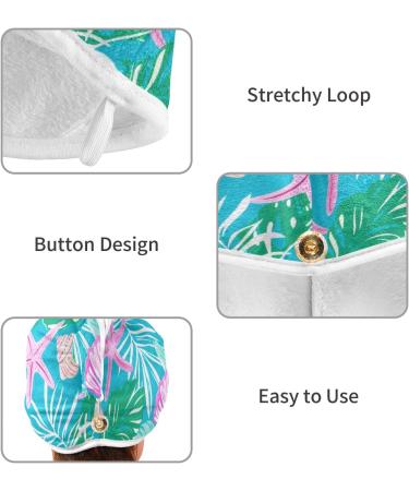 Pink Shell Green Leaf Hair Towel 2 Pack | Super Absorbent Quick Dry Hair Turbans for Women & Girls - Buy Online on GoSupps.com