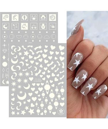 Luminous Nail Art Stickers - 6 Sheets 3D Self Adhesive Fire & Constellation Designs | Glow in the Dark Nail Decoration for Women & Girls - Buy Online on GoSupps.com