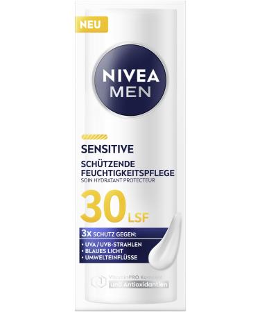 Beiersdorf AG NIVEA MEN Sensitive protective moisture care SPF 30 intensive facial care for men with VitaminPRO complex & antioxidants light facial cream with sun protection 50 ml