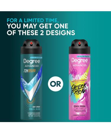Degree Men’s Antiperspirant Deodorant Spray Giannis Antetokounmpo 72H Sweat & Odor Protection - Cool Rush - 3.8 Oz - Pack Of 4 - Buy Online on GoSupps.com