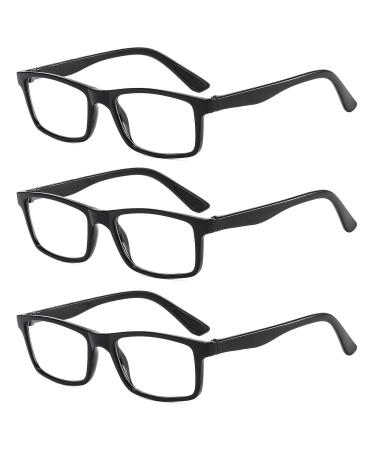Suertree Reading Glasses 3 Pack Classic Reader Hinge Optics Lightweight Glasses Reading Aid for Women Men 9801 Black +3.5