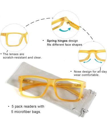 Oversized Reading Glasses for Men & Women - 5 Pack Large Square Cheaters 2.0x with Spring Hinges - Mix Colors - Buy Online on GoSupps.com