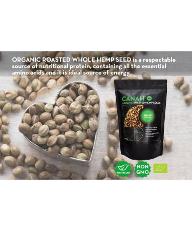 Canah Organic Whole Hemp Seeds - Roasted 1 kg Vegetarian High in Protein Fiber Omega 3 & Omega 6 Amino Acids Vitamins and Minerals Certified Kosher - Buy Online on GoSupps.com
