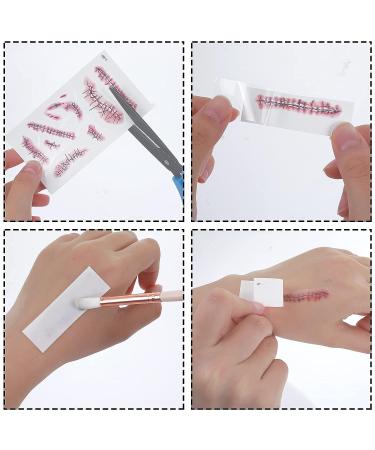 Molain 10pc Temporary Tattoo Stickers - Horror Bloody Wound Stitch Scar Scab Halloween Easter Decorations for Women, Men, Kids - Buy Online on GoSupps.com