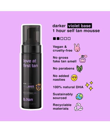 b.tan Love At First Tan Darker Self Tanner - 1 Hour Fast Sunless Tanner Mousse | Violet-Based Formula | Knock Out Orange Tones | Vegan & Cruelty-Free | 6.7 Fl Oz - Buy Online on GoSupps.com