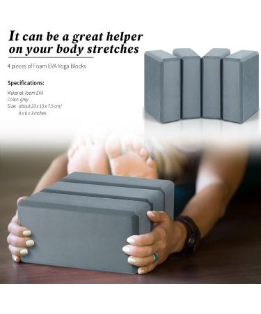 4 Pcs Soft EVA Foam Yoga Blocks | Supportive Brick for Pilates & Meditation | Non-Slip Exercise Equipment | Grey, 9x6x3 Inches - Buy Online on GoSupps.com