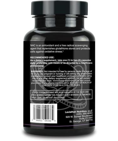Leviathan Nutrition NAC Supplement - 600mg 120 Capsules for Lung & Liver Health - Immune Support & Antioxidant Boost - Buy Online on GoSupps.com