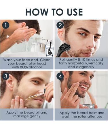 Beard Growth Kit with Roller 0.26 mm 30 ml Beard Growth Oils 30 g Beard Balm Beard Growth Men's Beard Kit Men's Beard Ca - Buy Online on GoSupps.com