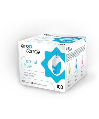 ergoLance 8482 25 g x 1.8 mm Depth Pressure Activated Safety Lancet with Comfort ridges Normal Flow Blue (Pack of 100) 25G x 1.8mm
