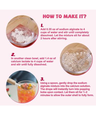 DIY Popping Boba Kit Make Juice Pearls at Home | Sodium Alginate & Calcium Lactate Set 2oz Each Food Grade Molecular Gastronomy Starter Kit - Buy Online on GoSupps.com