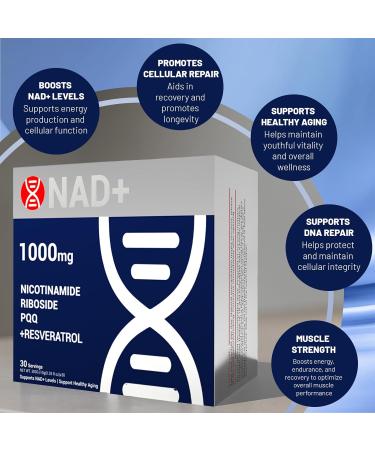 OailyMutra Premium NAD+ Liquid Supplement 1000mg Packets with Nicotinamide Riboside & Resveratrol for Cellular Energy DNA Repair Anti-Aging Support & Mental Clarity 30 Packs - Buy Online on GoSupps.com
