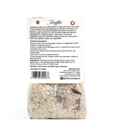 Giusto Sapore Italian Truffle Risotto - All Natural Premium Gourmet Blend - Gluten Free, No Salt Added - Imported from Italy by Family-Owned Brand - Buy Online on GoSupps.com