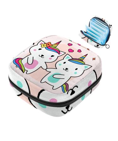 Sweet unicorn cat-storage bag for women's bandages large menstrual cup bags with zipper periodic inserts bags panty liners tampons for girls and women multicolored 07