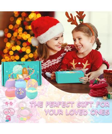 Canvalite Kids Bath Bombs - 6 Pcs Handmade Mermaid Gifts for Girls | Skin-Friendly Natural Spa Fizzy Bubble Bath with Surprise Inside Little Girls Jewelry - Buy Online on GoSupps.com