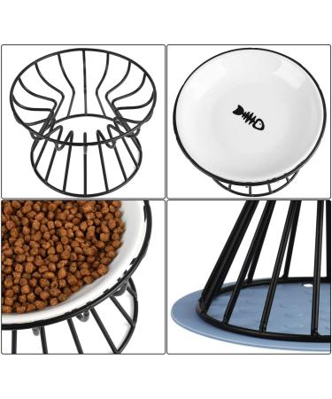 Raised Cat Food Bowl Stand - Anti Vomiting Ceramic Cat Dish | Elevated Cat Feeder for Food & Water - Buy Online on GoSupps.com