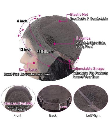 24inch Body Wave Lace Front Wig Human Hair | 150% Density Brazilian Virgin Hair | Pre Plucked HD Transparent Frontal Wig with Baby Hair | For Black Women - Buy Online on GoSupps.com