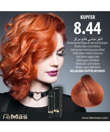 Femmas 3x Light Blonde Copper Intensive 8.44 - Professional Cream Hair Color with Argan Oil & Keratin - Permanent Hair Tinting 100ml | Radiant Results - Buy Online on GoSupps.com