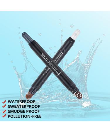 Eyeshadow Makeup Stick - No Crease Glitter Shimmer Pearl White Cream Eye Shadow Stick with Soft Brush Rotatable Eye Brightener Pencil Crayon Long Lasting Waterproof for Metallic Eye Makeup-#01 01# - Buy Online on GoSupps.com