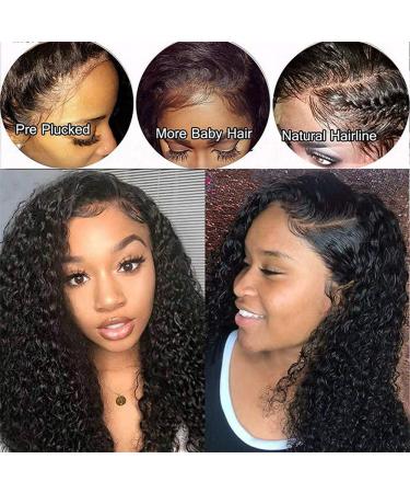 Lace Front Human Hair Wig 20 Deep Wave Pre Plucked Brazilian Virgin Hair - 150% Density | Natural Black Women's Wavy Frontal Wig - Buy Online on GoSupps.com