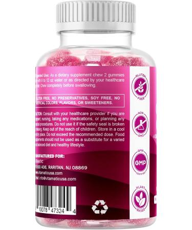 Vitamatic Glucose Chewable Gummies - 60 Count - Natural Raspberry Flavor - Low Carb 4G - International Shipping Available - Buy Online on GoSupps.com